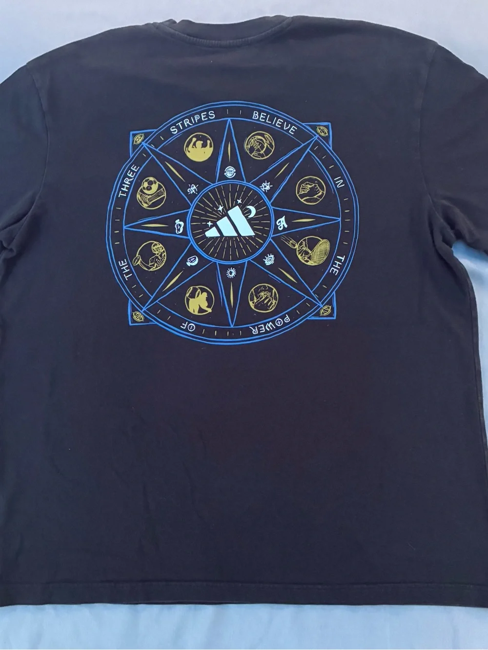 adidas Black Pocket Crew Tee with Small Multicolor Logo